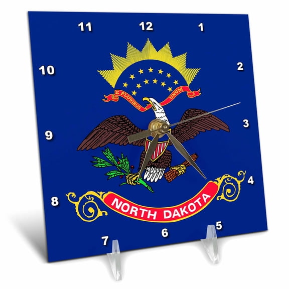 3dRose, Flag of North Dakota (PD-US), 6x6 Desk Clock