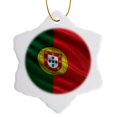 thumbnail image 1 of 3drose, Flag of Portugal, 3 inch Snowflake Porcelain Ornament, 1 of 7