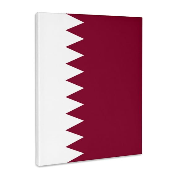 3dRose, Flag of Qatar - Qatari Maroon dark red and white zigzag zig zag Arab Arabic Arabian world country, Museum Grade Canvas Wrap 8x10