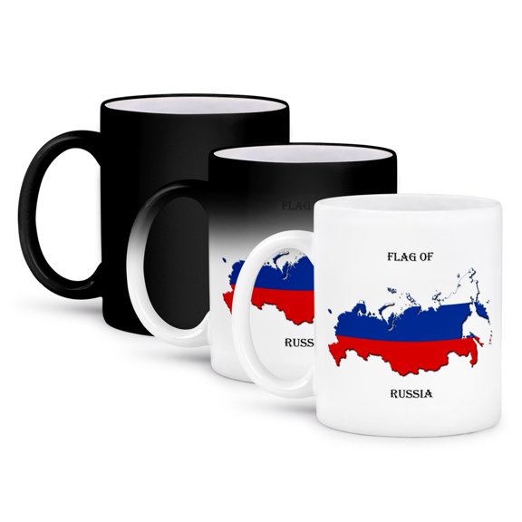 3dRose, Flag of Russia Map, 11oz Magic Transforming Mug