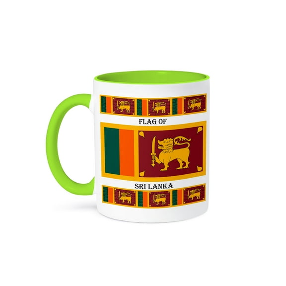 3dRose, Flag of Sri Lanka, 11oz Two-Tone Green Mug