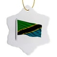 thumbnail image 1 of 3drose, Flag of Tanzania on a Flag Pole over White Tanzanian, 3 inch Snowflake Porcelain Ornament, 1 of 7