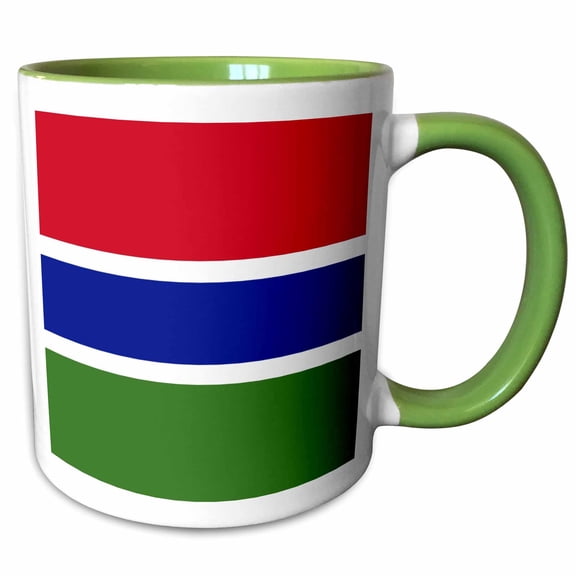 3drose, Flag of the Gambia - Red Blue Green White Horizontal Stripes - West Africa African Country World, 11oz Two-tone Green Mug