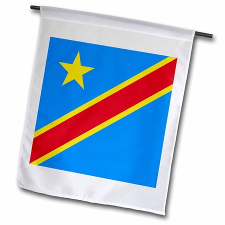 3dRose Flag of the Democratic Republic of the Congo - African blue diagonal red stripe yellow star - Africa - Garden Flag, 12 by 18-inch