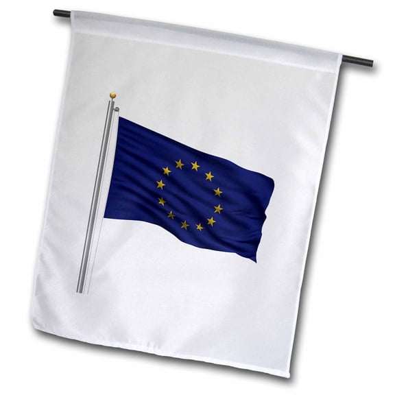 3dRose, Flag of the European Union on a flag pole over white Europe, 12 x 18 inch Garden Flag