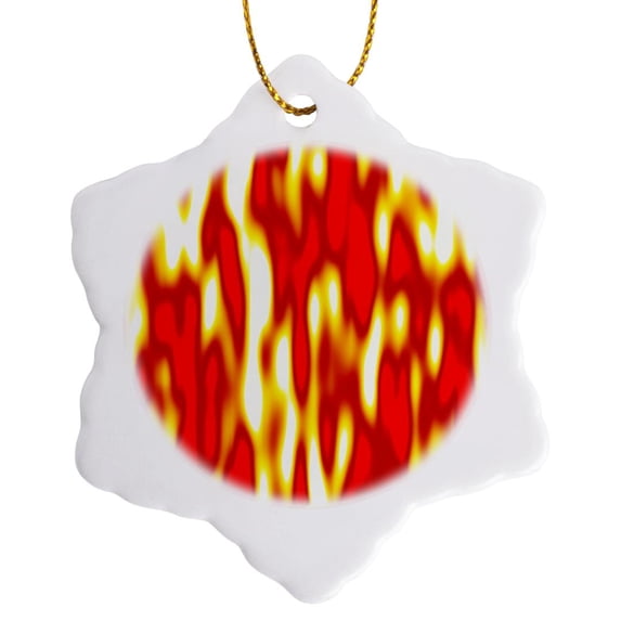 3dRose, Flames, Fire, 3 inch Snowflake Porcelain Ornament