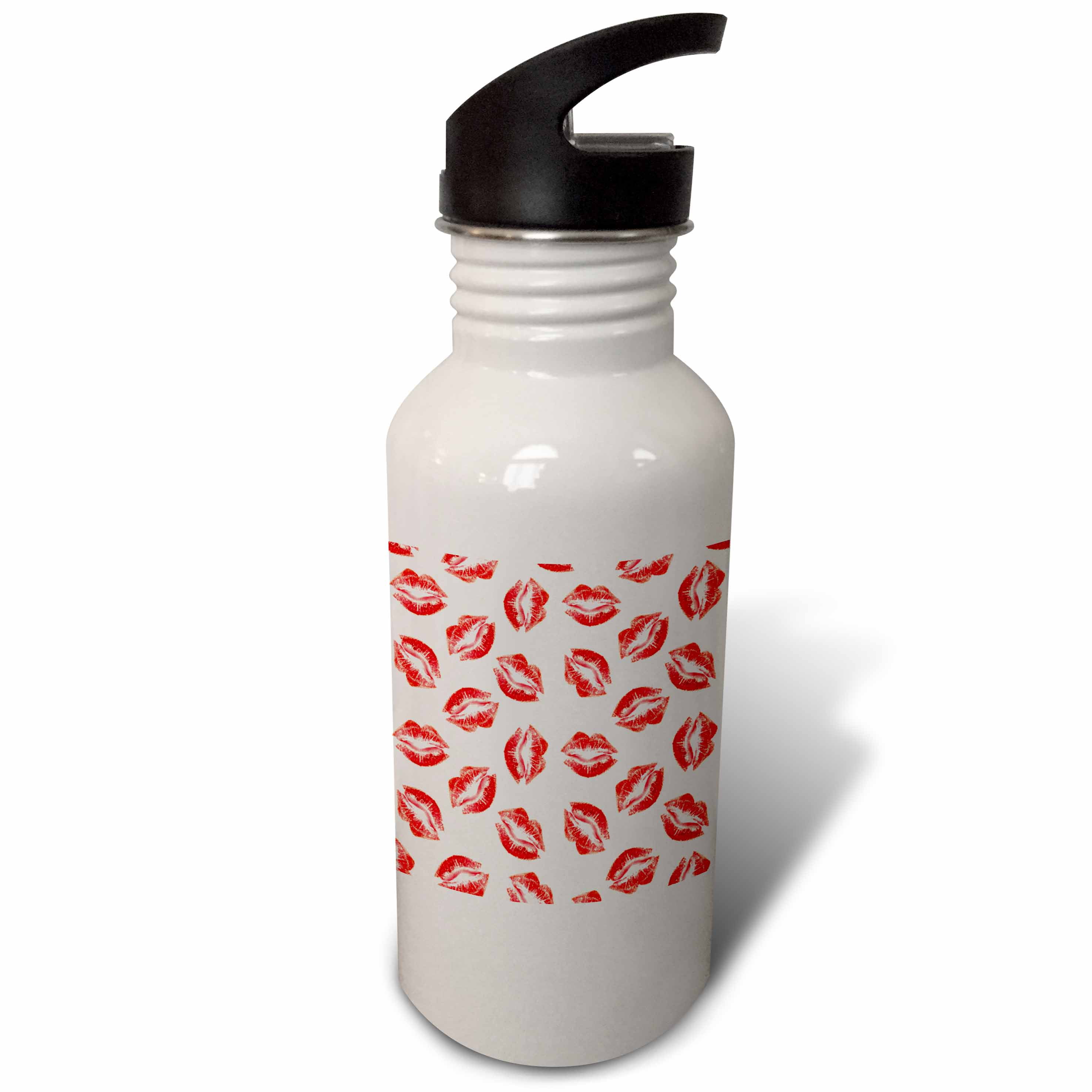 3dRose Cute Purple Shiny Lips Design 21 Oz Stainless Steel Water Bottle With Straw & Carabiner - View #10
