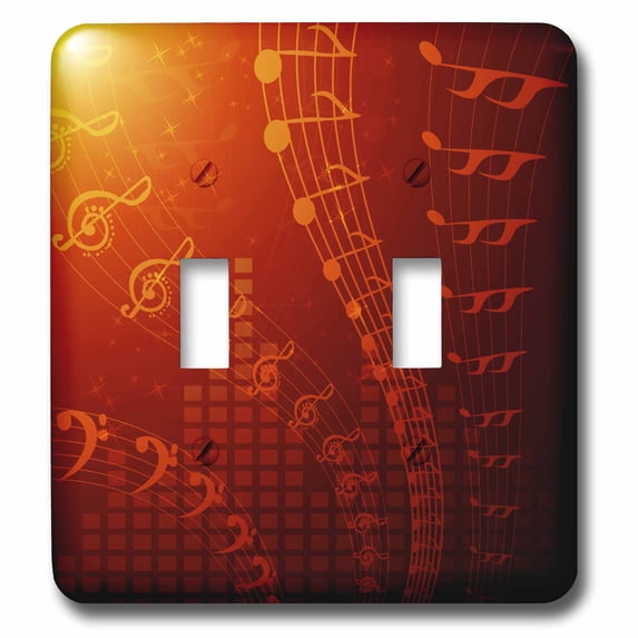 3dRose, Floating Musical Notes In Orange, double toggle switch