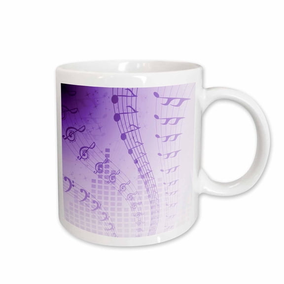 3drose, Floating Musical Notes in Purple, 11oz Mug