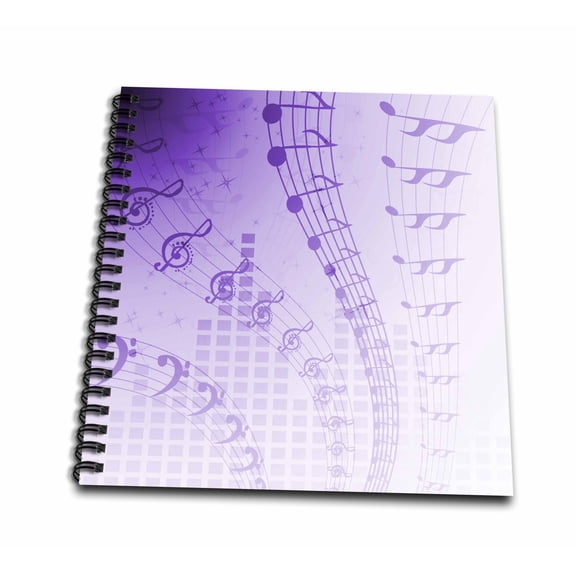 3dRose, Floating Musical Notes in Purple, Drawing Book 8 x 8 inch