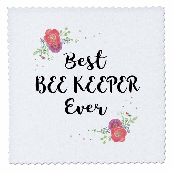 3dRose, Floral Best Bee Keeper Ever watercolor pink flower beekeeper job work, 10x10 inch quilt square