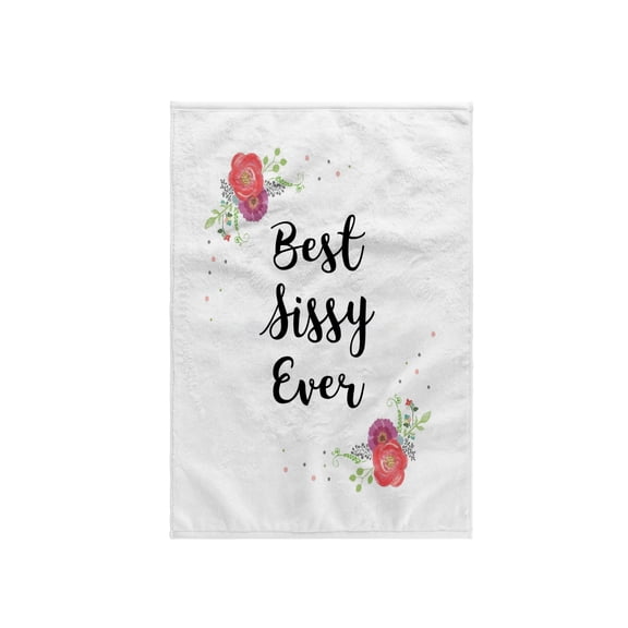 3dRose, Floral Best Sissy Ever pretty watercolor pink flowers Sis Sister gift, 15x22 Hand Towel