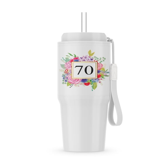 Floral Number 70 Celebrating 70 Years Old 70Th Birthday Or Anniversary, 20oz Tumbler