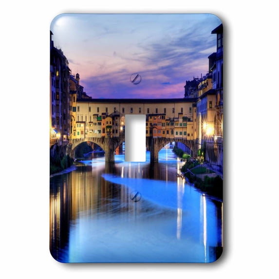 3dRose, Florence, Italy water and bridge, dusk, single toggle switch
