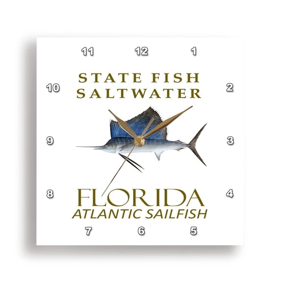 3dRose, Florida Saltwater Fish Atlantic sailfish Design, 15x15 Wall Clock