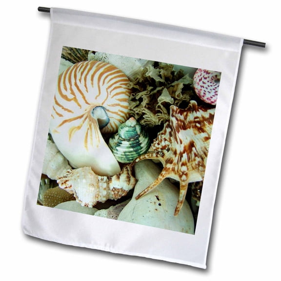 3dRose, Florida Sea Shells, 12 x 18 inch Garden Flag