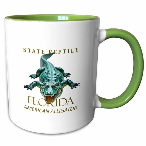 3drose, Florida Territory American Alligator, 15oz Two-tone Green Mug
