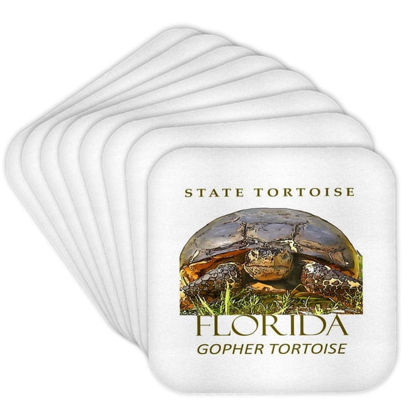 3dRose, Florida Territory Gopher Tortoise Design, Set of 8 Coasters - Soft