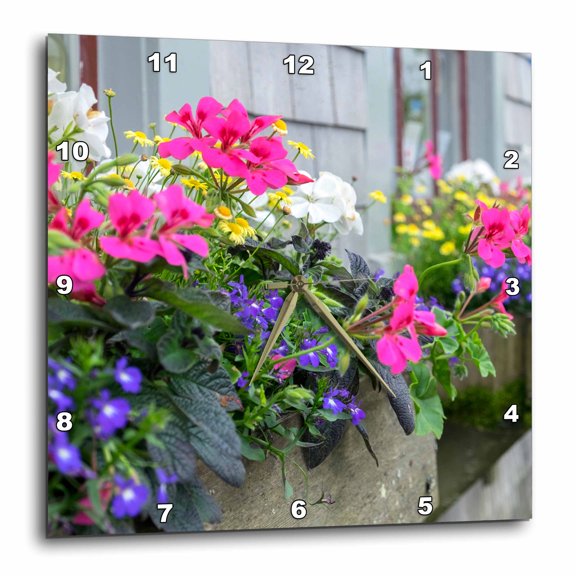 3drose, Flowers in Window Boxes, Nantucket, Massachusetts, Usa, 10x10 Wall Clock