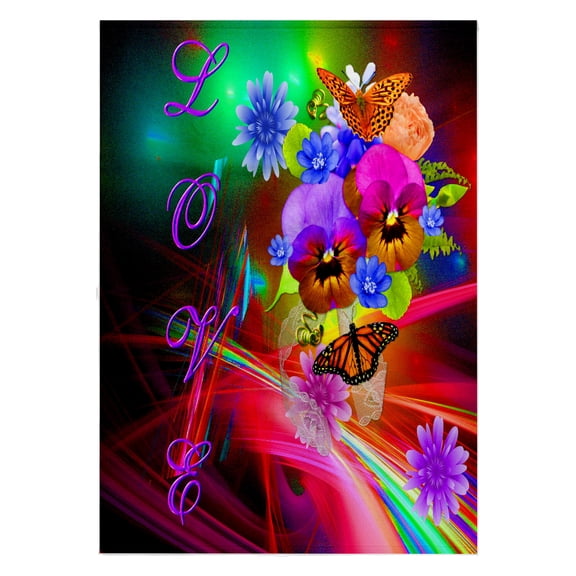 3dRose, Flowers of the Rainbow Rainbow fractal abstract background and pretty rainbow colored flower art, 22x30 Bath Hand Pool Towel