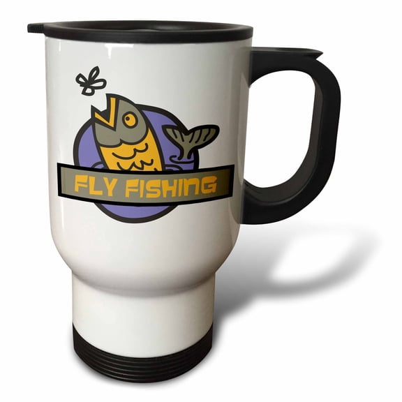 3dRose, Fly Fishing Trout, 14oz Stainless Steel Travel Mug