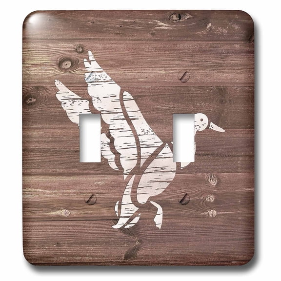 3dRose, Flying White Duck on Brown Weatherboard- Not Real Wood, double toggle switch