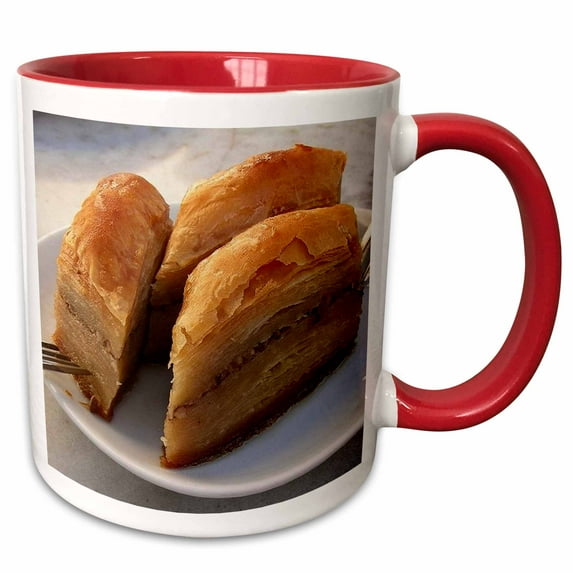 3drose, Food Puddings and Desserts Baklava, 11oz Two-tone Red Mug
