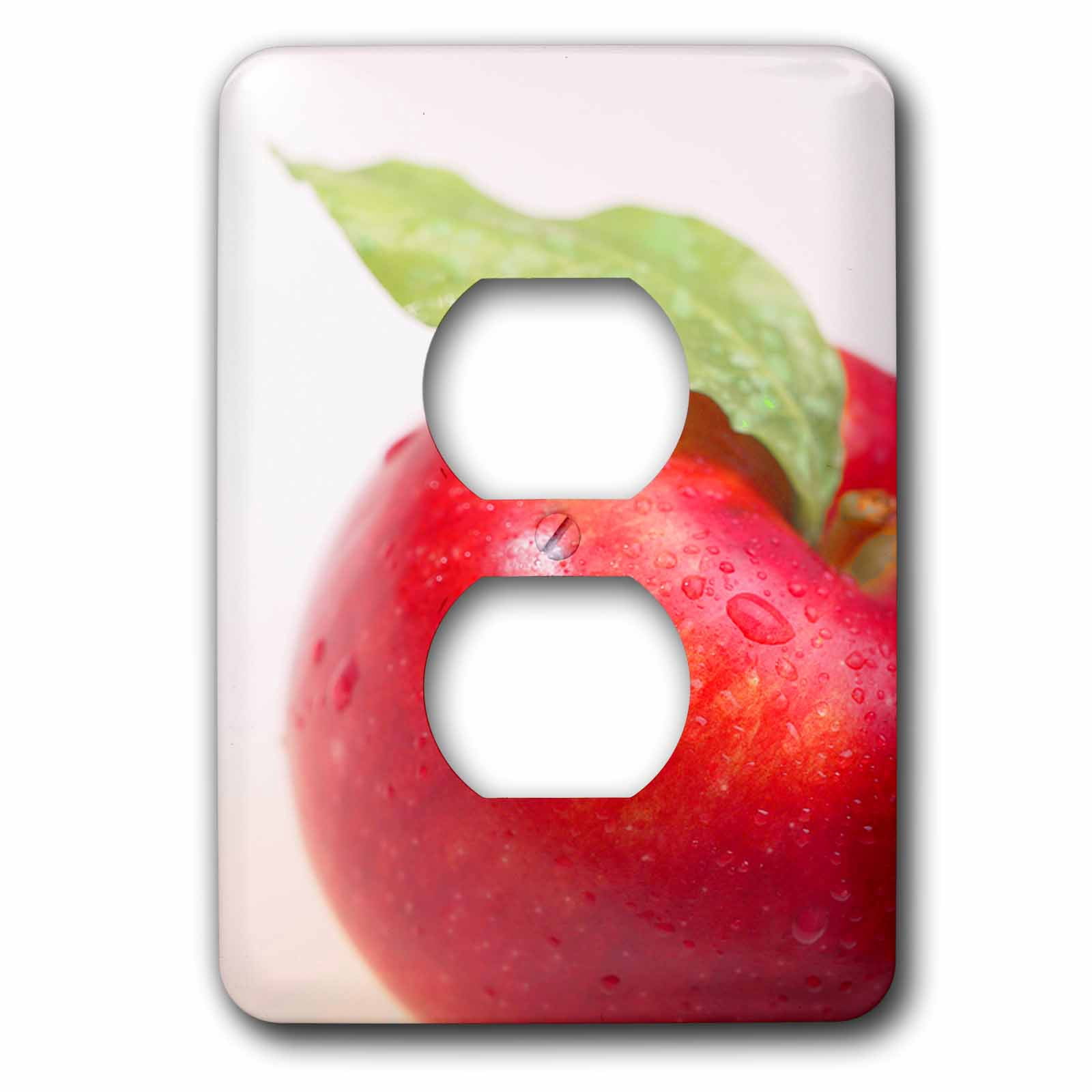 3dRose, Food Red Apple Green Leaf, 2 plug outlet cover