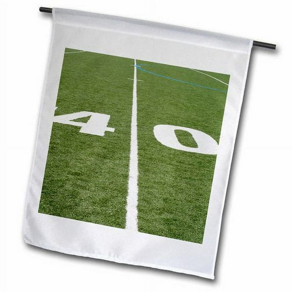 3dRose, Green football field with large 40 yard number., 12 x 18 inch Garden Flag