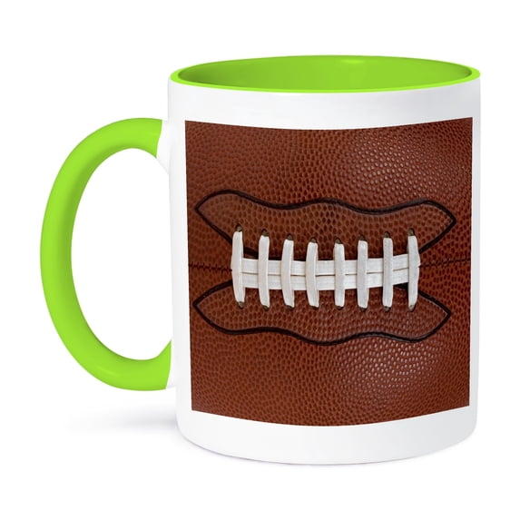 3dRose, Football Sports Fan Horizontal, 11oz Two-Tone Green Mug