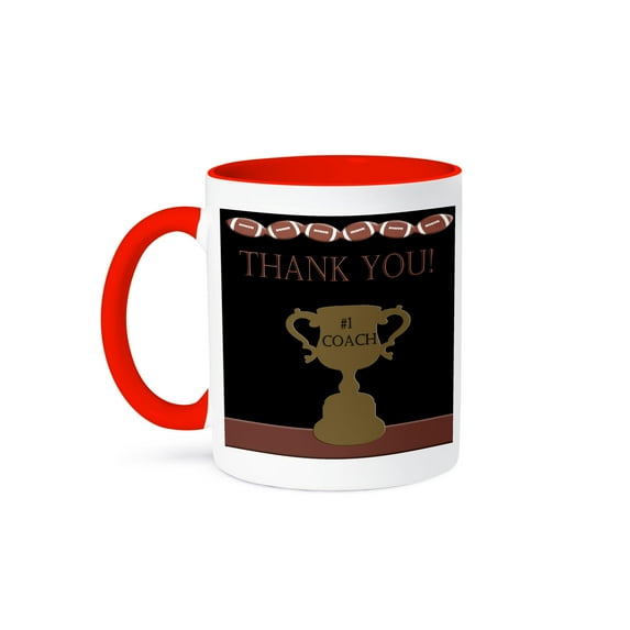 3dRose, Football Thank you Coach, 11oz Two-Tone Red Mug