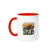 3drose, Football Dad, Camouflage Decorated Text, Football Ball, Fire, Gift, 11oz Two-tone Red Mug