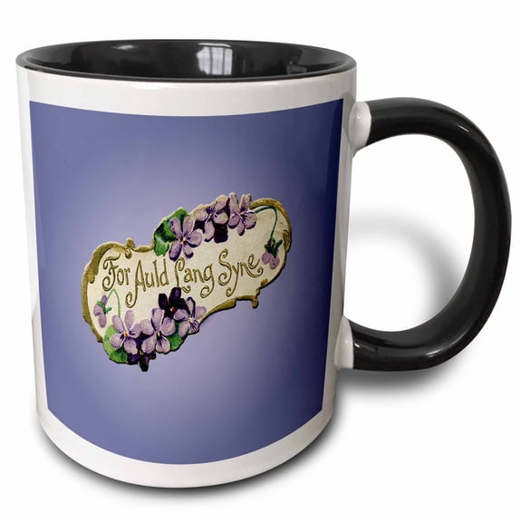 3drose, for Auld Lang Syne with Lavender and Purple Flowers on a Lavender Background, 11oz Two-tone Black Mug