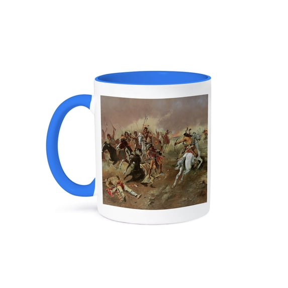 3dRose, For Supremacy by Charles M Russell American West, 15oz Two-Tone Blue Mug