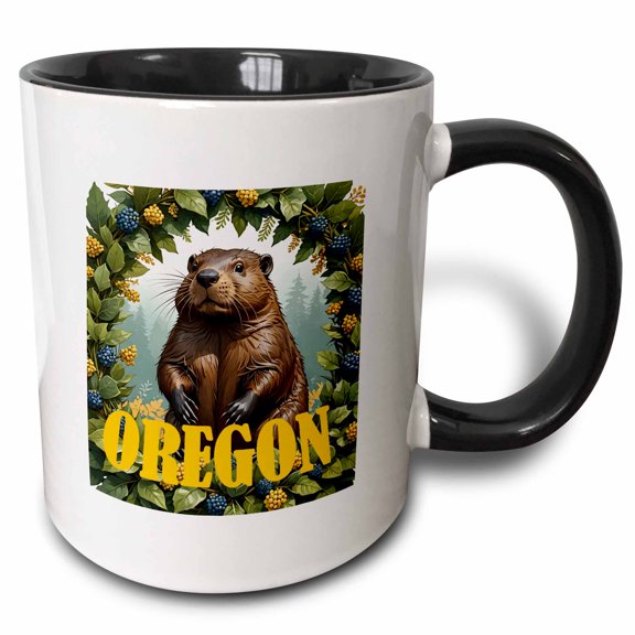 3drose, for the Love of Oregon, 11oz Two-tone Black Mug