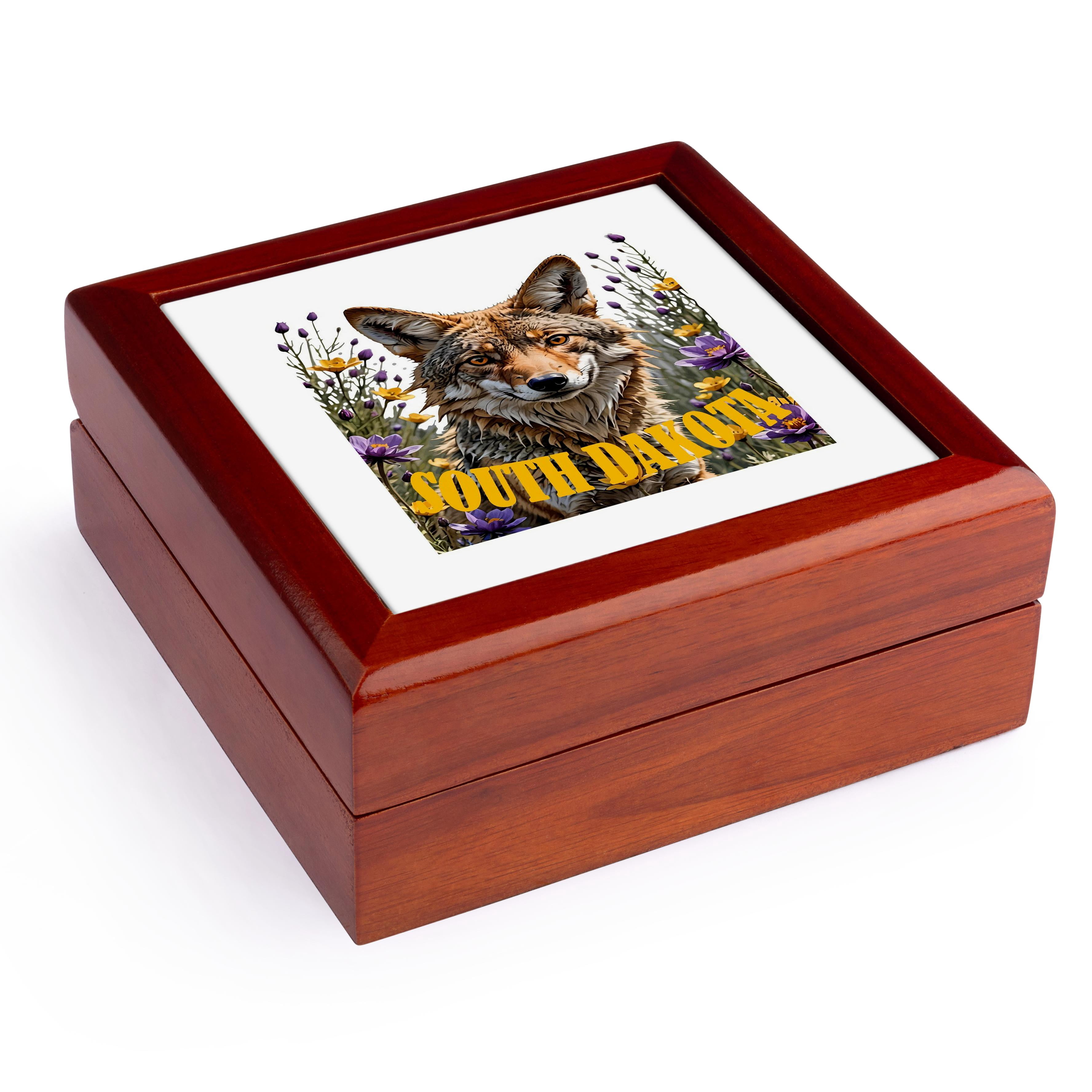 3dRose, For The Love Of South Dakota, Jewelry Box 5.5x5.5 inch with 4 inch tile