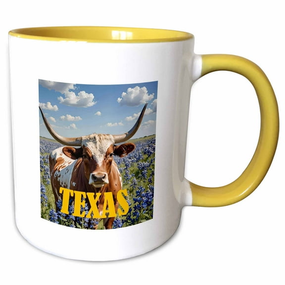 3drose, for the Love of Texas, 11oz Two-tone Yellow Mug