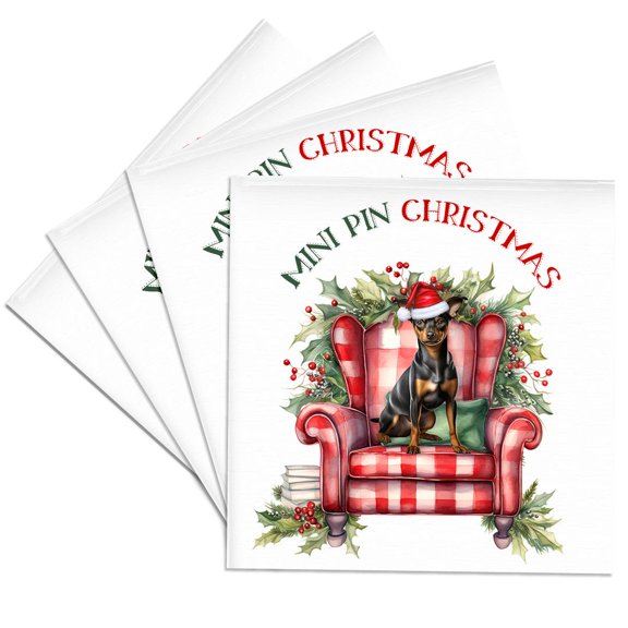 3drose, for the Mini Pin Dog Mom Who Loves Miniature Pinscher Christmas Dogs, Set of 4 Ceramic Tile Coasters