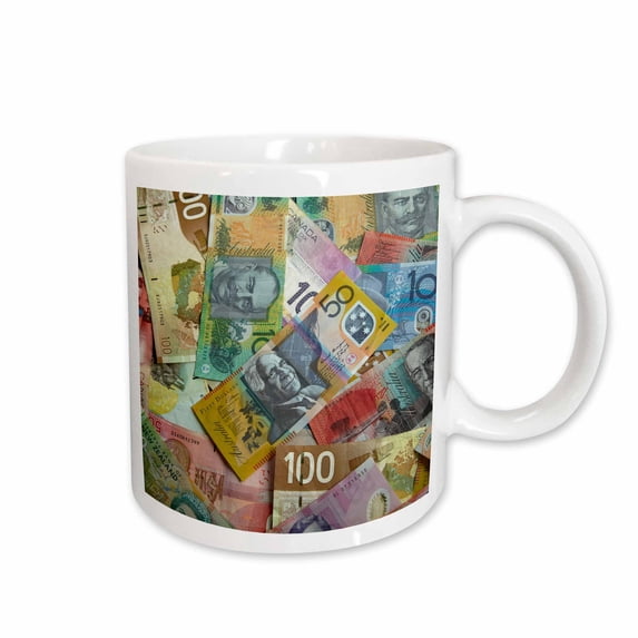 3drose, Foreign Currency, Australian, Canadian, and New Zealand Dollars, 11oz Mug