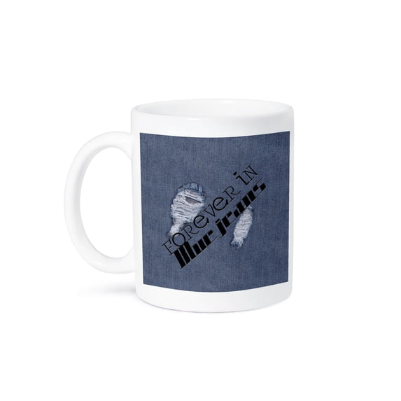 3dRose, Forever in blue jeans texture with frayed holes, 11oz Mug