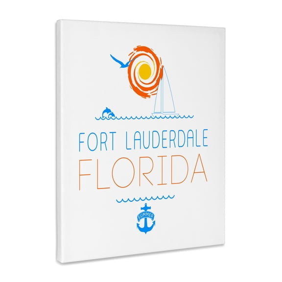 3dRose, Fort Lauderdale, Florida elegant text, images. Summer holidays, Museum Grade Canvas Wrap 11x14