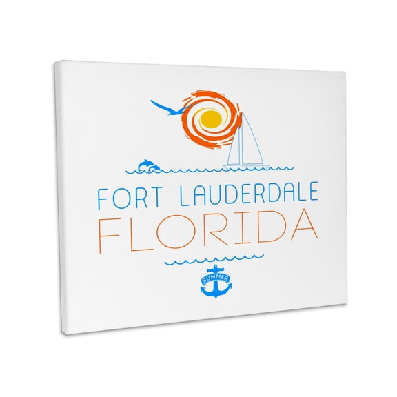 3dRose, Fort Lauderdale, Florida elegant text, images. Summer holidays, Museum Grade Canvas Wrap 14x11