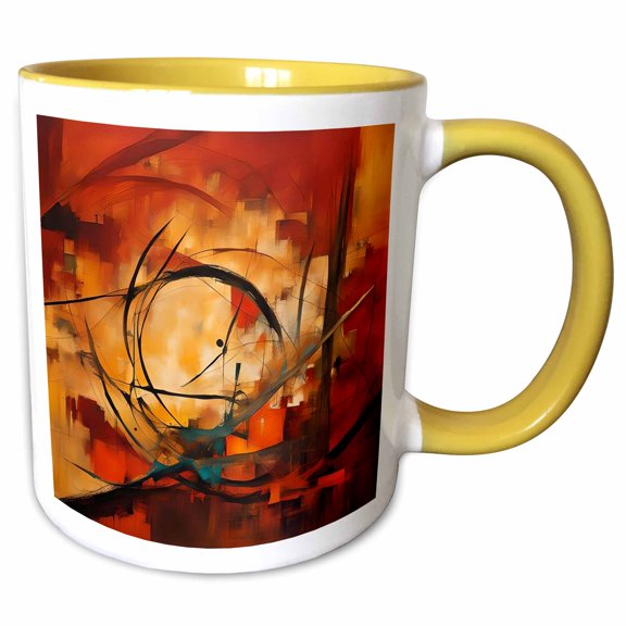 3drose, Four Calling Birds Cut-out Minimalistic Stencil-style Black Silhouette, 11oz Two-tone Yellow Mug