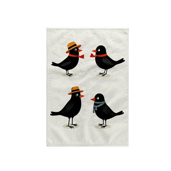 3dRose, Four Calling Birds Retro Mid-Century Cut-Out , 15x22 Hand Towel