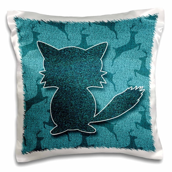 3dRose, Fox with Leaping Deer in the Wild in Teal Outdoor Cabin Theme, 16x16 inch Pillow Case