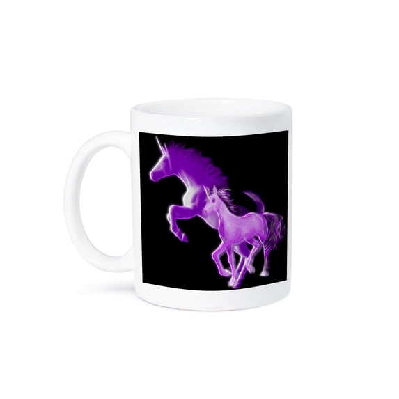 3dRose, Fractal Color Outlined Purple Unicorns, 15oz Mug