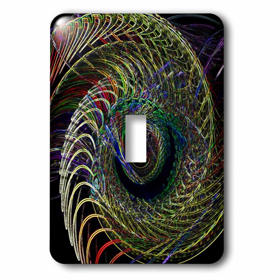 3dRose, Fractal Multi Colored Spirals, single toggle switch
