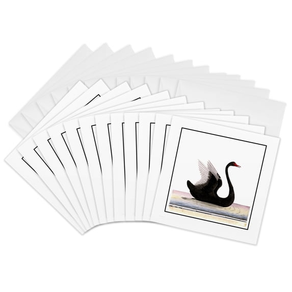 3drose, Framed Beautiful Art Deco Black Swan, 12 Greeting Cards with Envelopes