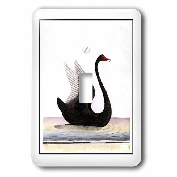3dRose, Framed Beautiful Art Deco Black Swan, single toggle switch