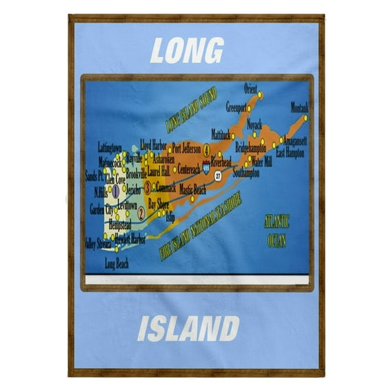 3dRose, Framed Map Of Long Island, 22x30 Bath Hand Pool Towel